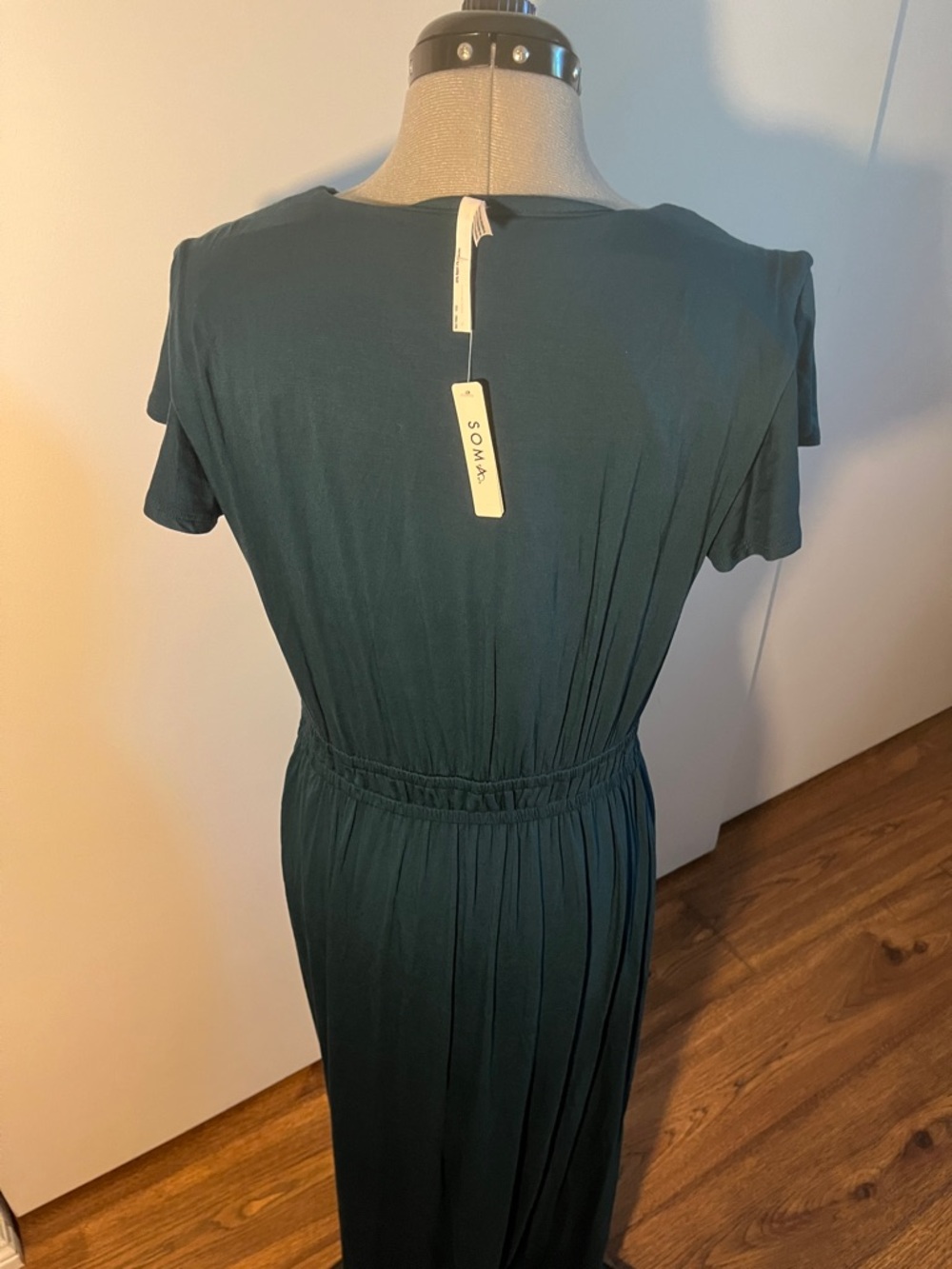 Deep Teal V-Neck Gathered Waist Maxi Dress - Picture 3 of 4